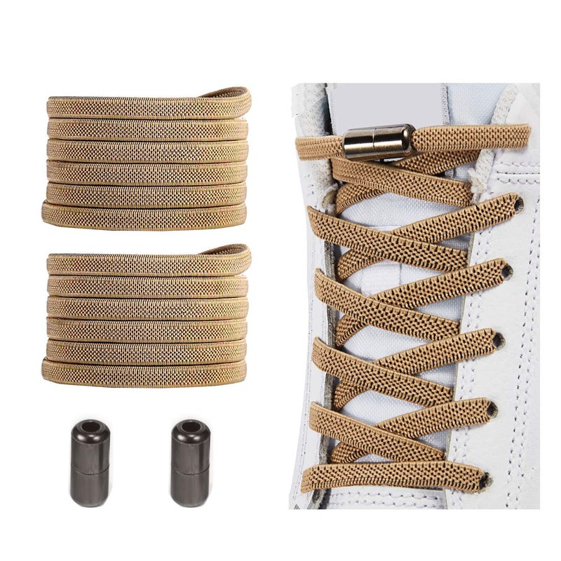 Alegrianan No Tie Shoelaces, Elastic Shoelaces for Adults/Kidsï¼ŒElastic No Tie Shoe Laces Coyote Brown - Image 1